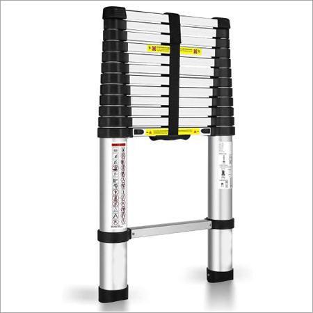 Silver 12.5 Ft (3.8 Meter) Portable Aluminum Telescopic Extension Ladder,13 Steps