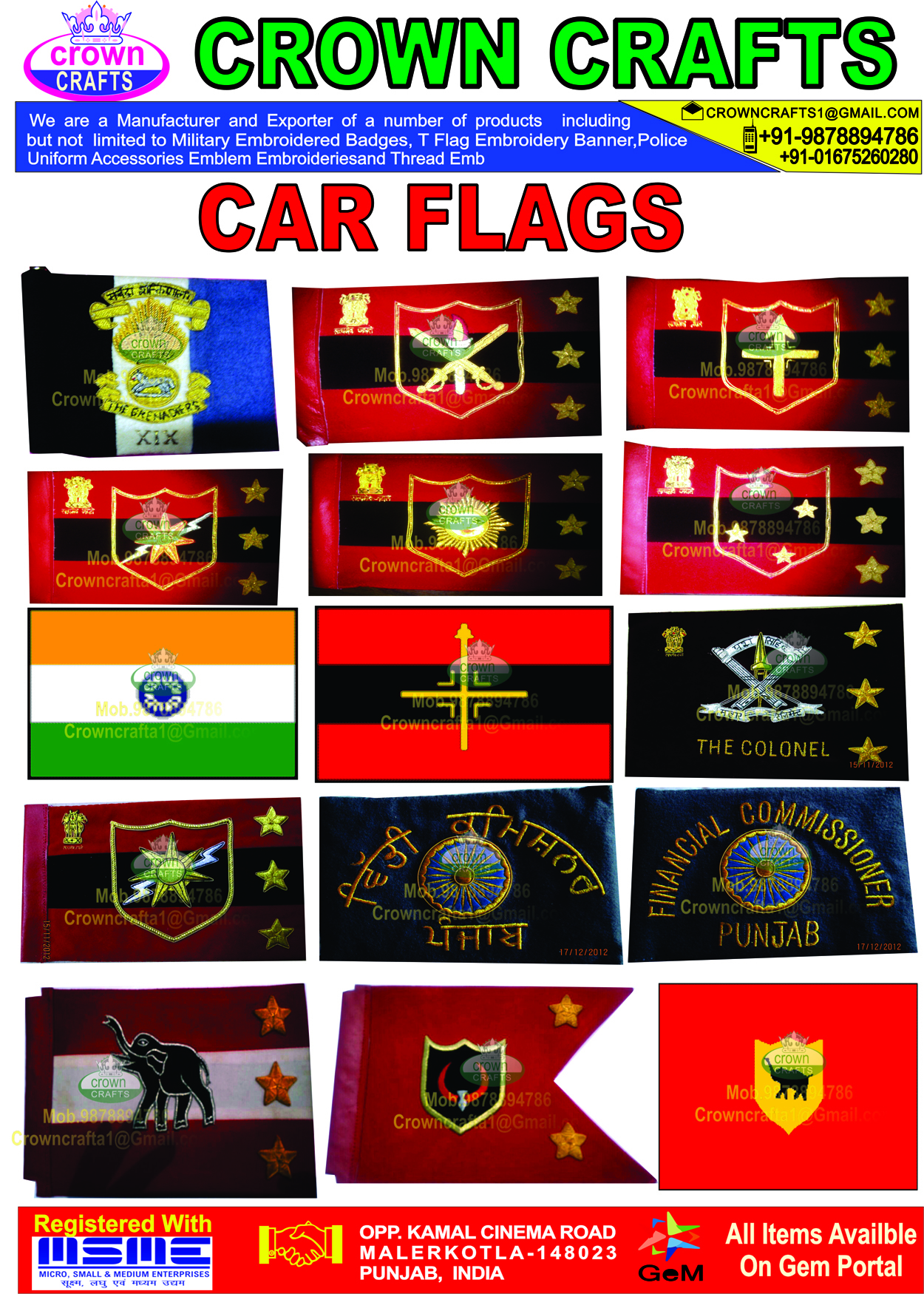 Car Flag - Polyester Material, Variable Dimensions, Multiple Colors | Lightweight, Pole/clip Fastening For Vehicle Decoration & Events
