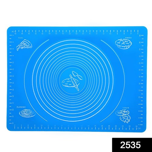 2535 Rolling Mat Silicone Baking Mat Fondant Mat Sheet Chapati - Food Grade Silicone, Large Size for Pizza and Pastry, Blue Color | Multi-Function for Kneading and Shaping