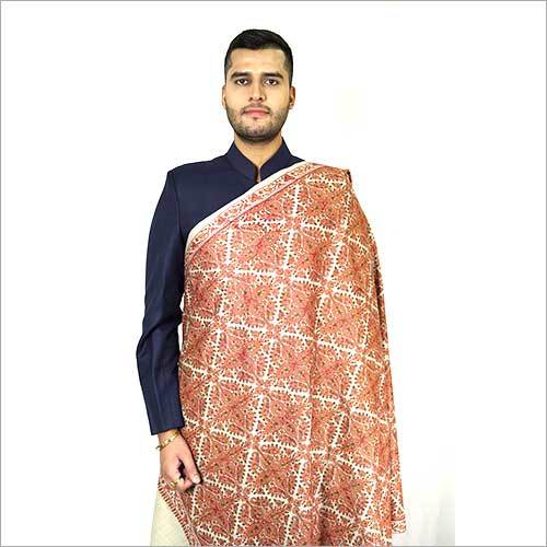 Brown 100X200Cm Kashmiri Embroidered Jama Shawl
