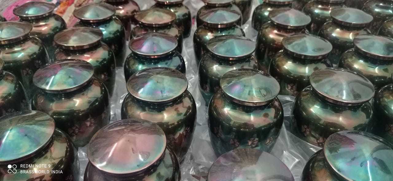 Brass Raku Big Pet Cremation Urn Funeral Supplies