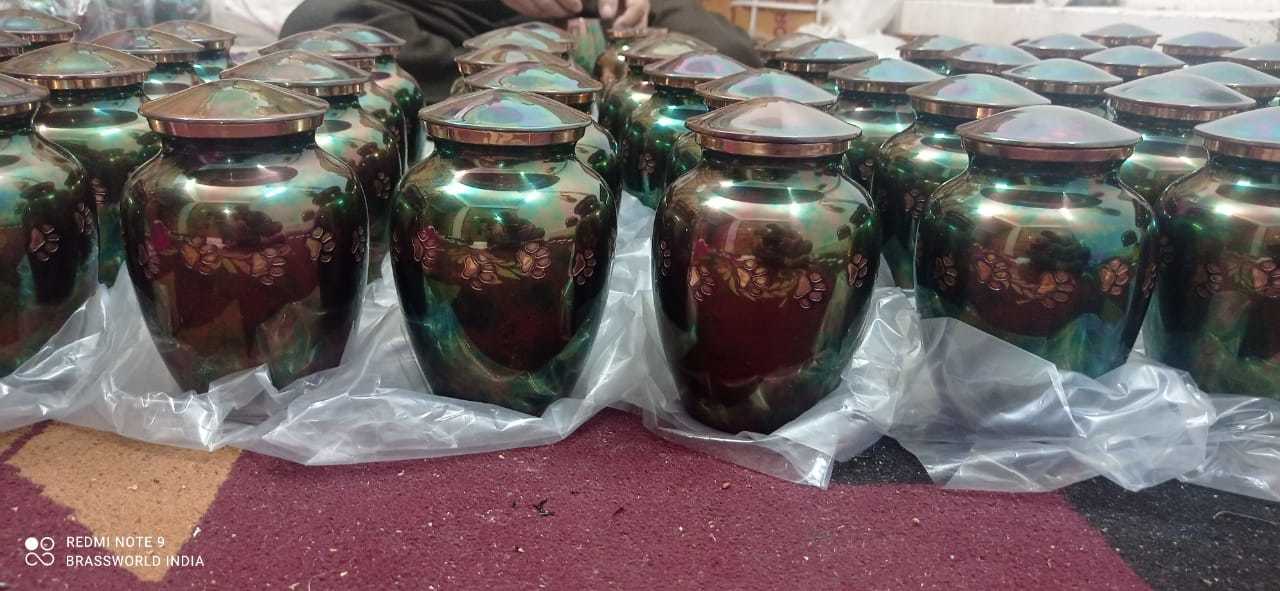 Brass Brown Pet Paw Printed Pet Urn Manufactured From India