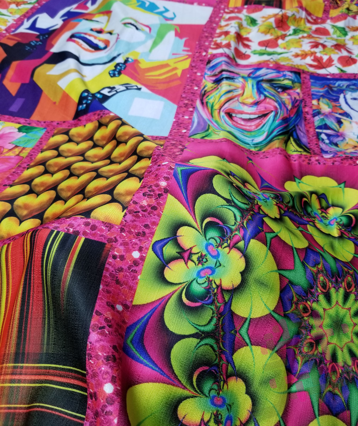 Khadi Rayon Digital Print Unstitched Fabric - 58" Width, Multicolor Gold, Green, Purple, Pink | Washable, Versatile For Kurti, Gown, Dress, And More