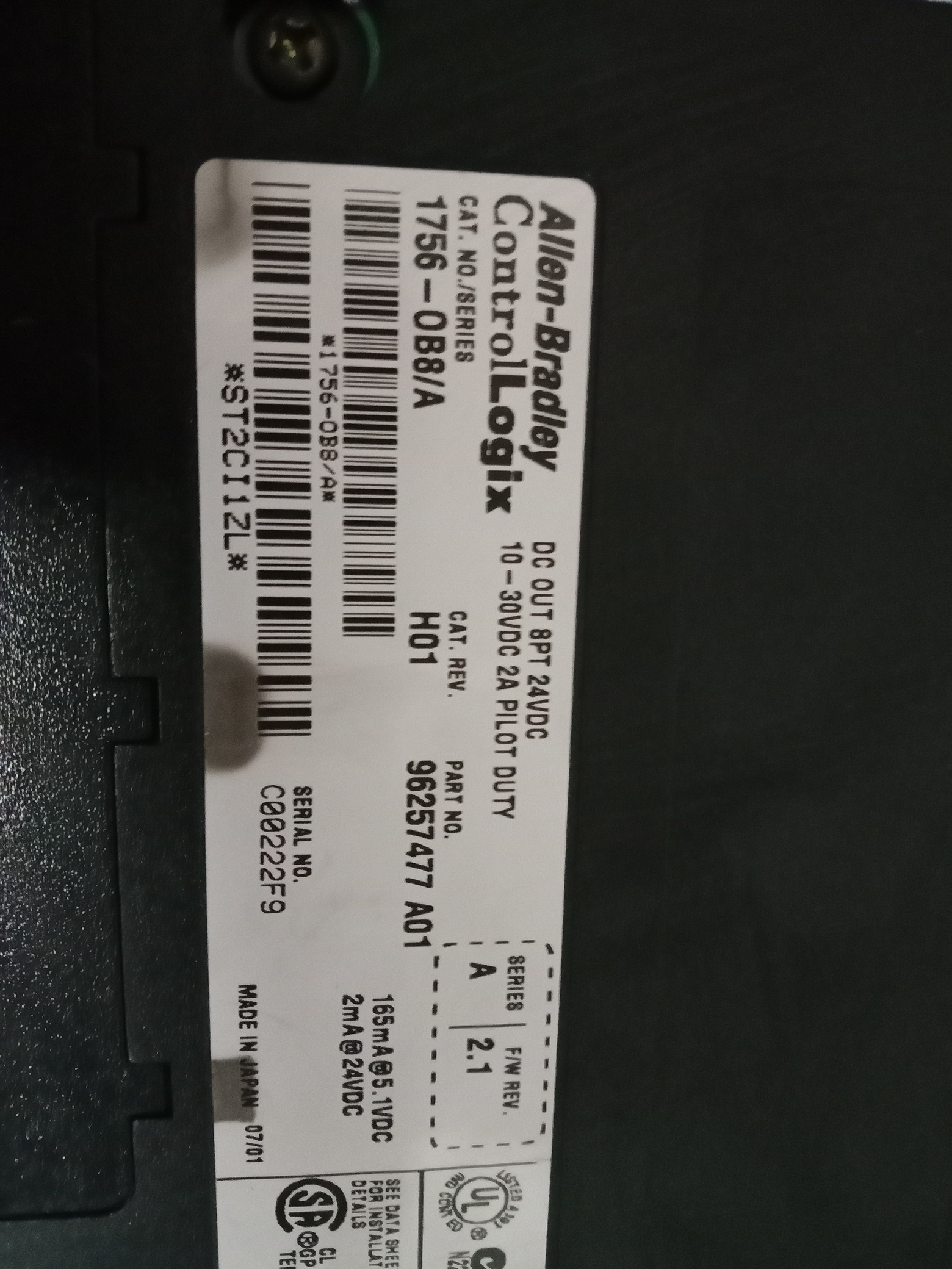 Allen Bradley Output Module 1756-0b8/a