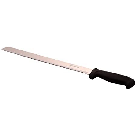 Black Handle Bread Knife Slim 12 Inch