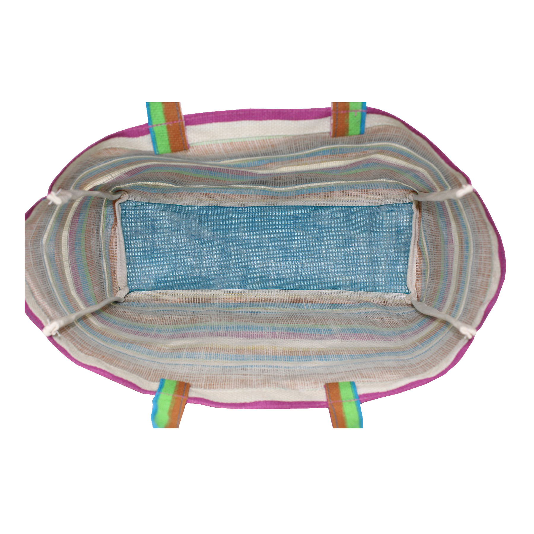 Pp Laminated Jute Bag - 25x35x12 Cm, 7 Color Striped Print, Re-useable Bio-degradable Eco-friendly Material