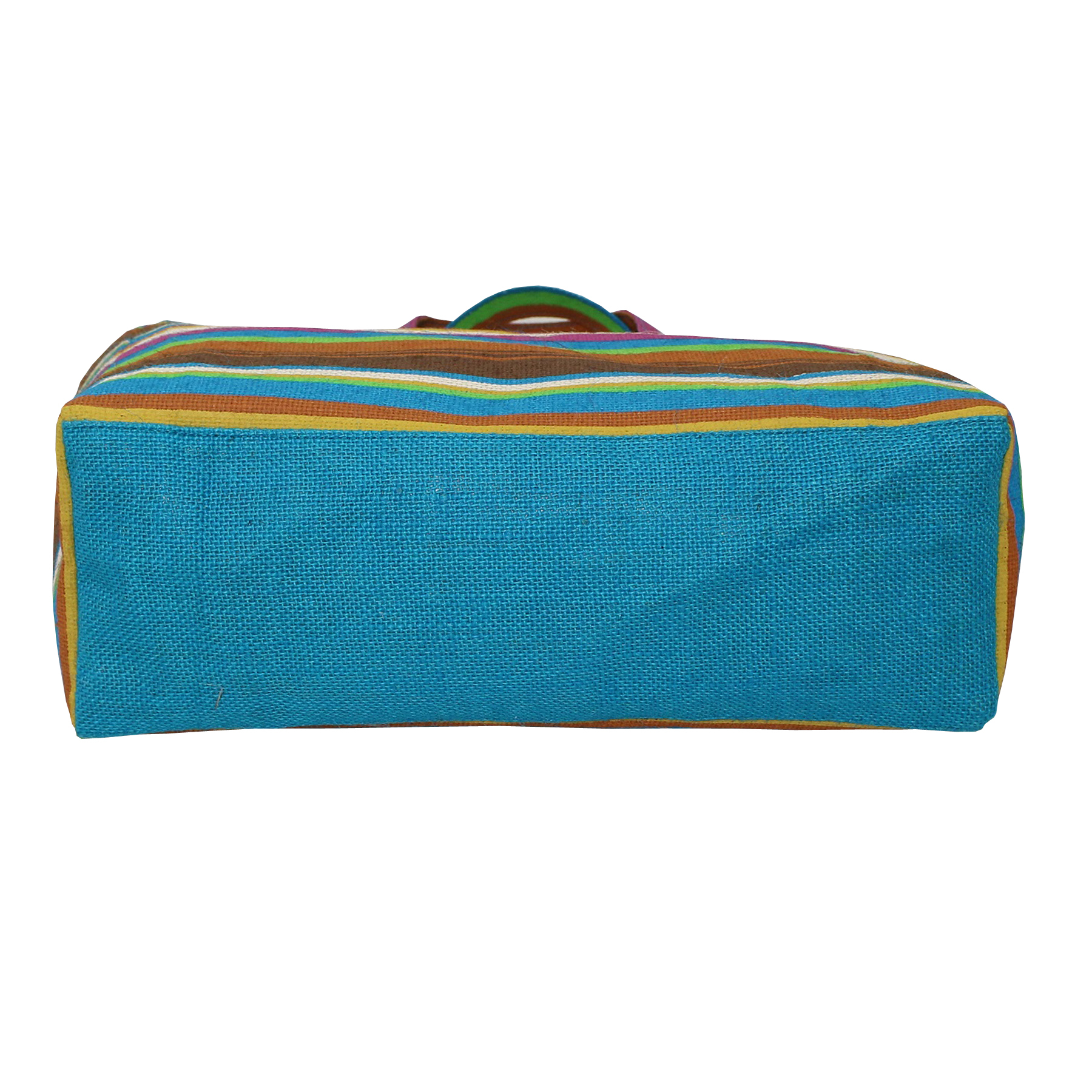 Pp Laminated Jute Bag - 25x35x12 Cm, 7 Color Striped Print, Re-useable Bio-degradable Eco-friendly Material
