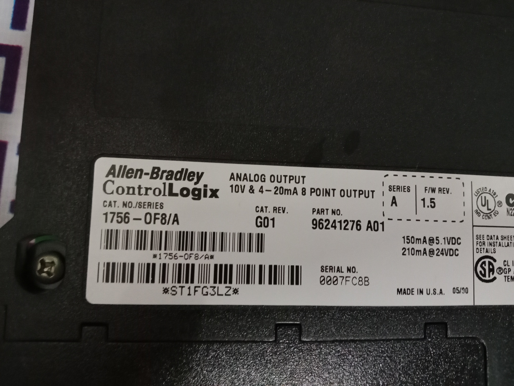 Allen Bradley Analog Output Modulen 1756-0f8/a