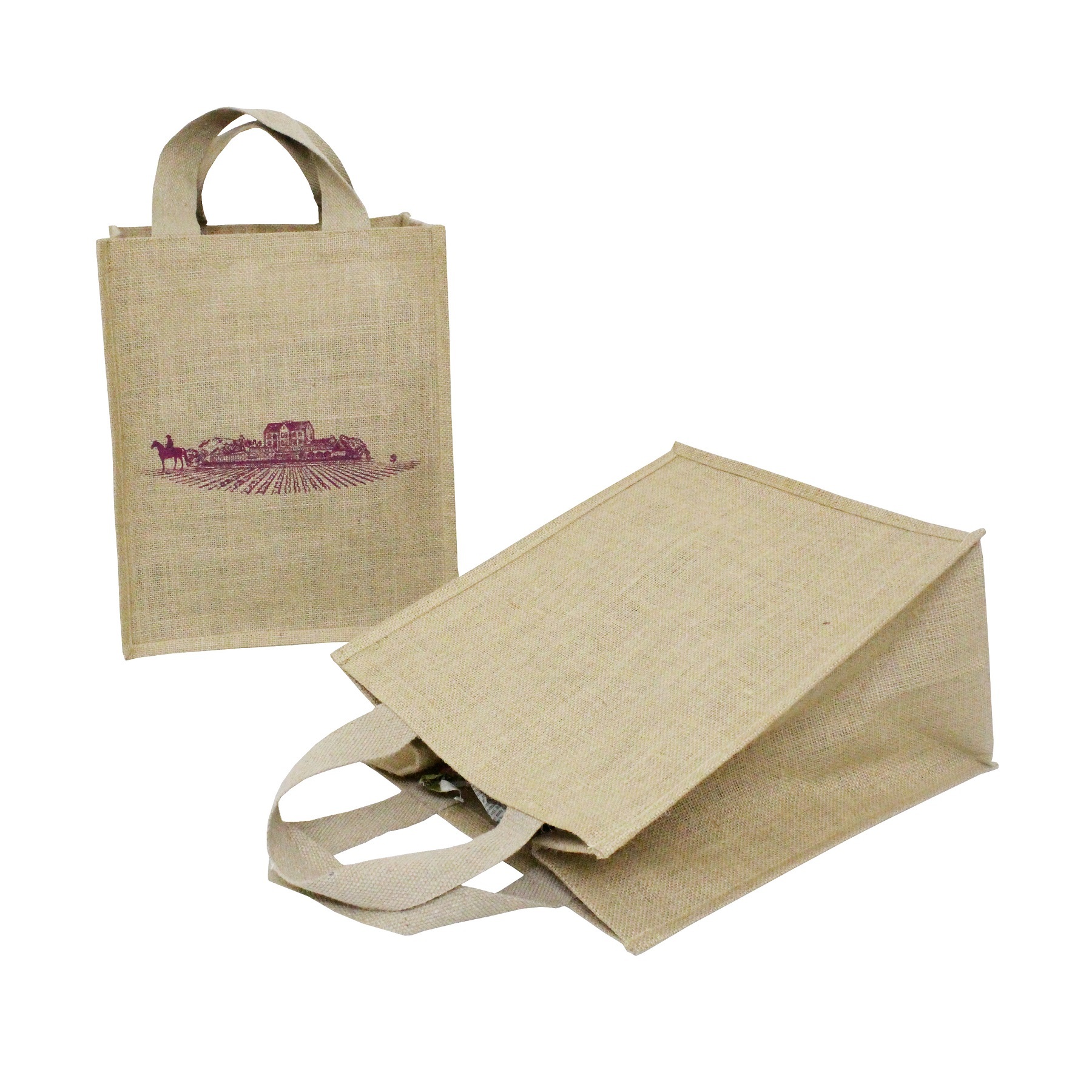 Available In All Color Pp Laminated Jute Tote Bag With Cotton Web Handle