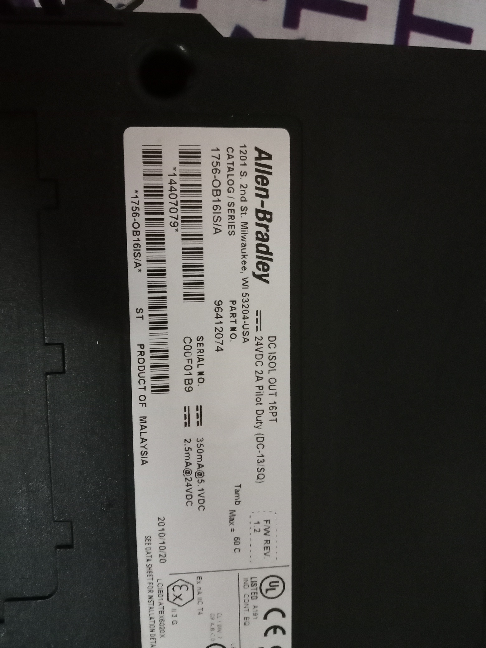 Allen Bradley Output Module 1756-0b16is/a