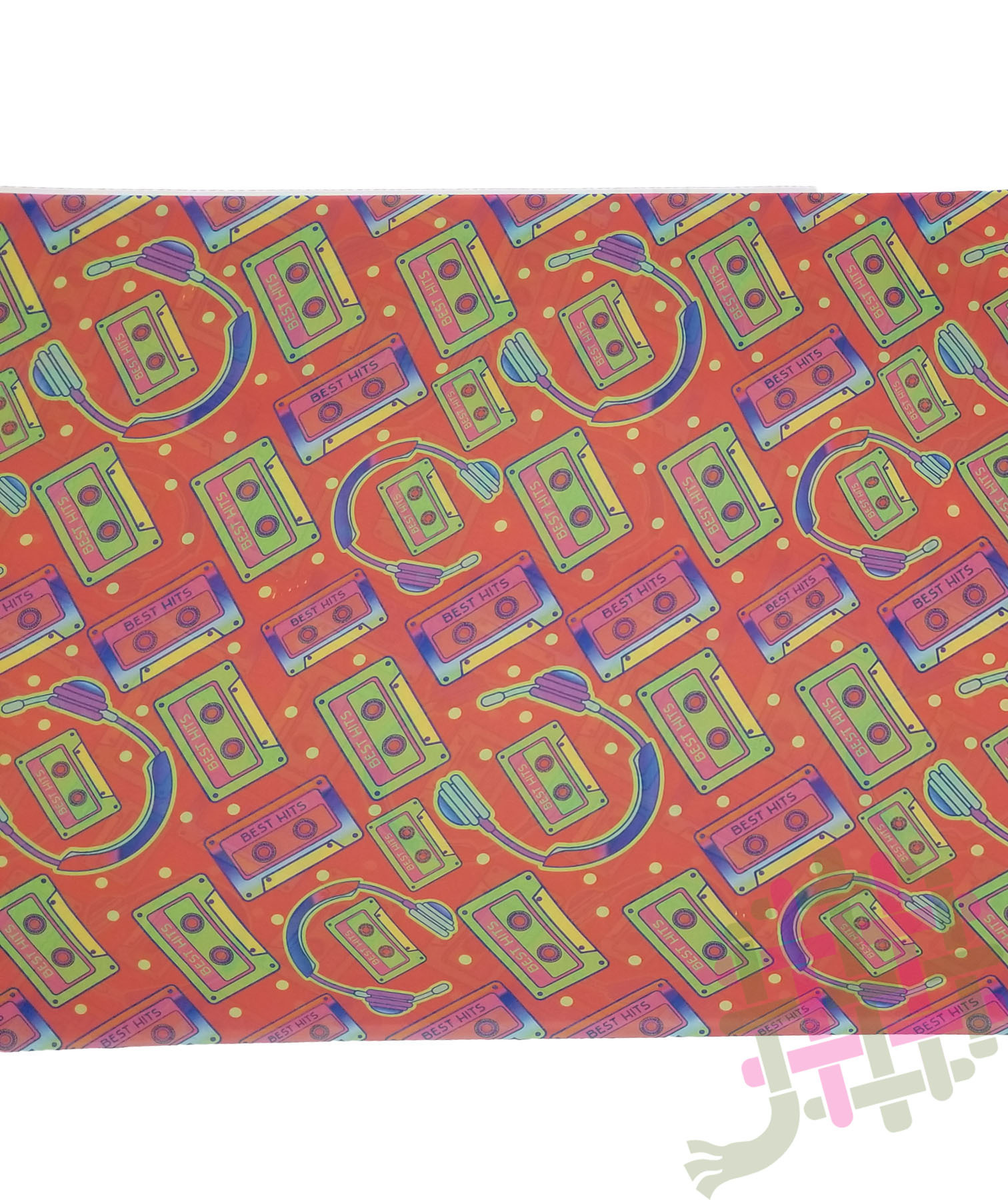 Deearna Exports Musical Theme Mumbai Georgette Digital Print Unstitched Fabric - 44" Inch Width, 4 Colors (Orange, Red, Skyblue, Yellow), Washable, Suitable For Stylish Garment Creation