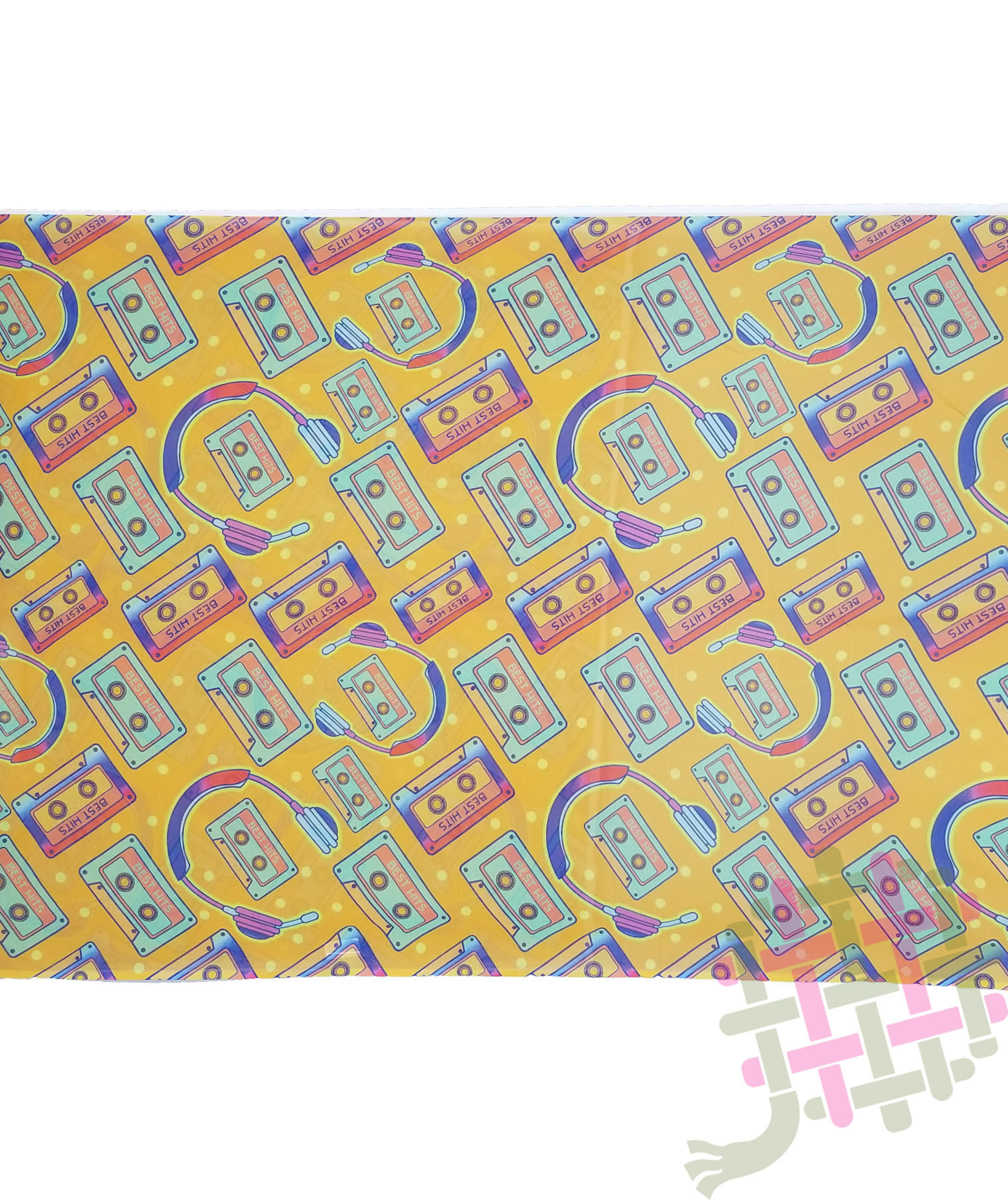 Deearna Exports Musical Theme Mumbai Georgette Digital Print Unstitched Fabric - 44" Inch Width, 4 Colors (Orange, Red, Skyblue, Yellow), Washable, Suitable For Stylish Garment Creation