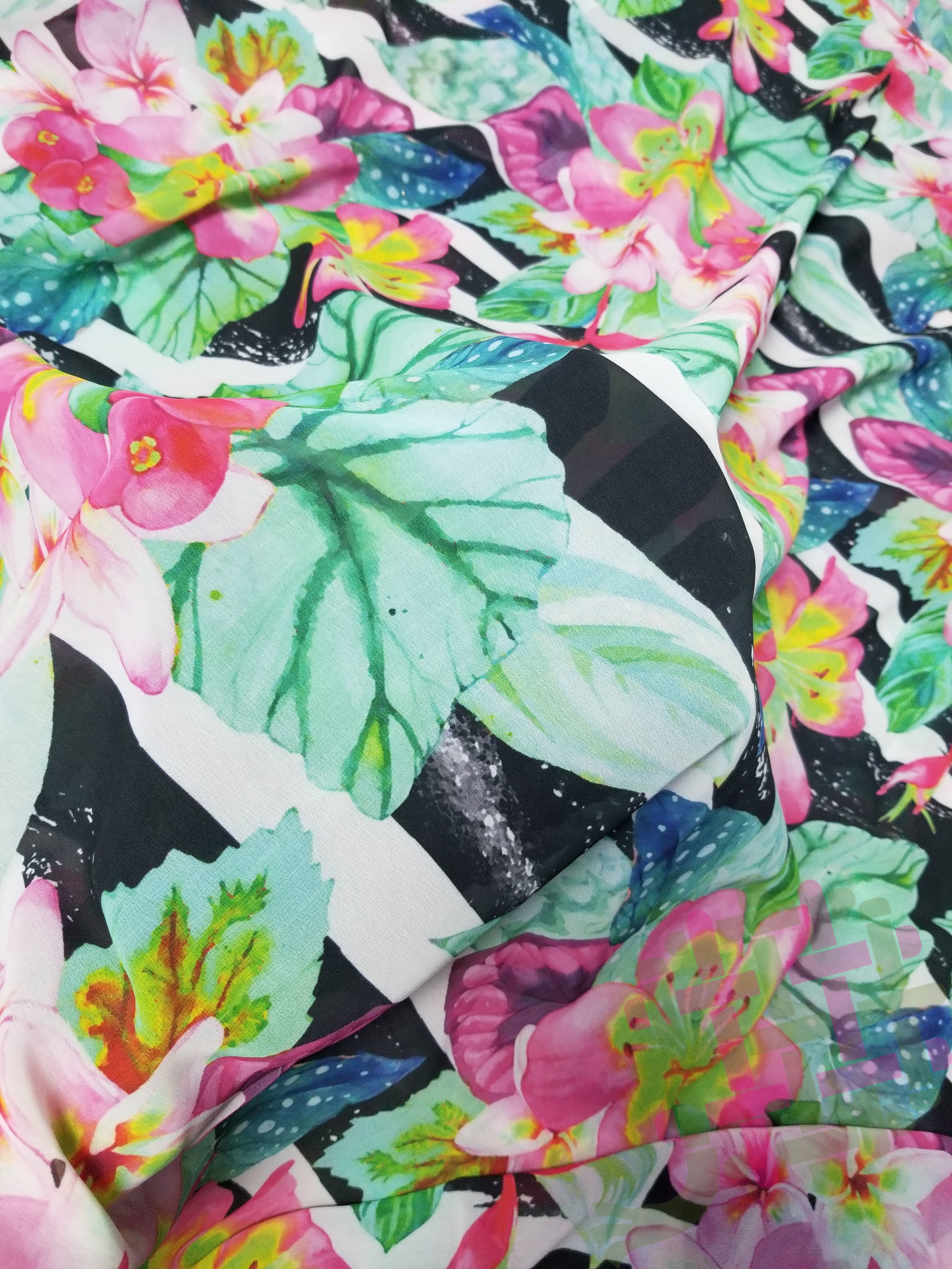 Deearna Exports Fancy Mumbai Georgette Digital Print Unstitched Fabric For Women's Clothing - 44" Wide, Multicolor Printed Fabric, Washable Material