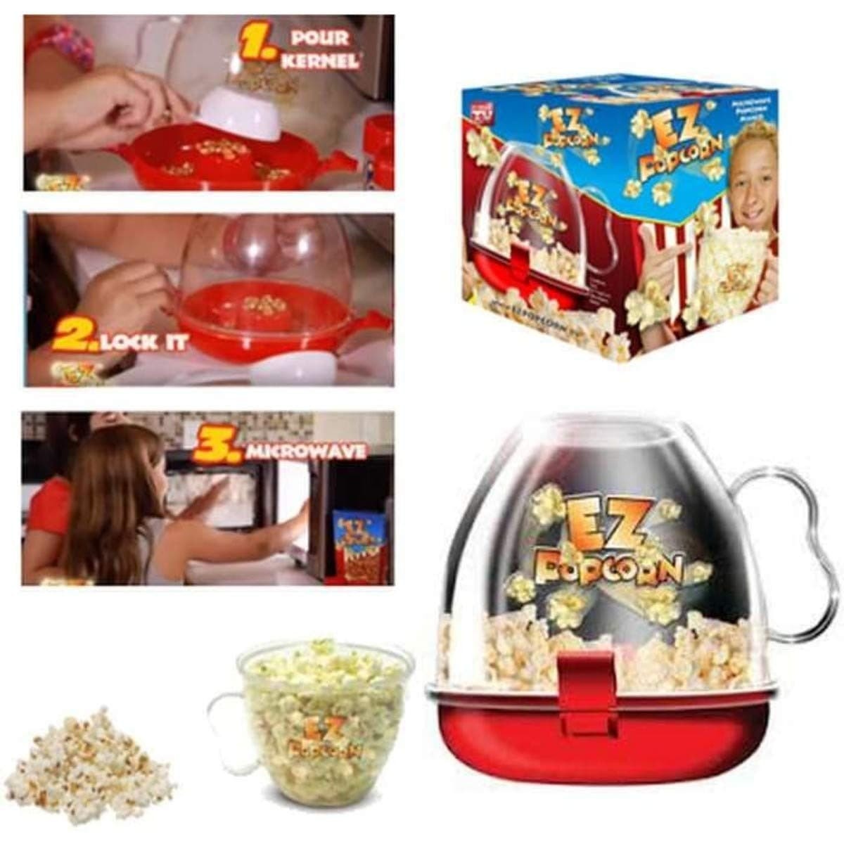 Red Andwhite Ez Popcorn Maker