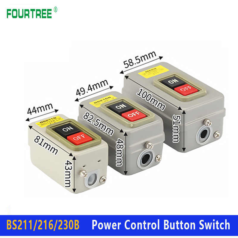 Bs211b, Bs216b, Bs230b 3p Ac Motor On Off Switch,self-locking On/off Power Push Button Switch 220v/380v Base Material: Metal Base