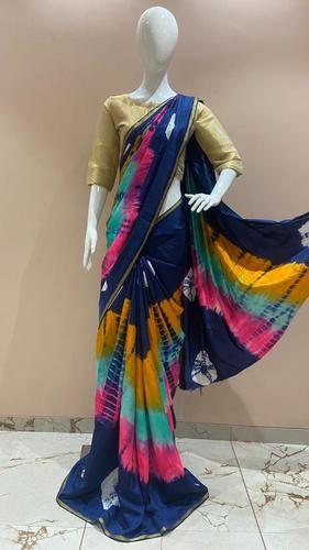 Ladies Saree - Silk Material (5.5+0.8 Mtrs) | Multi-Color Floral Print, Golden Blouse, Ideal for Traditional Occasions, Summer Season