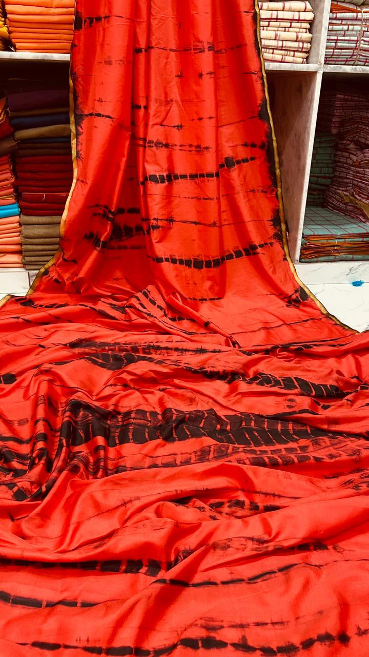 Ladies Saree - Silk Material (5.5+0.8 Mtrs) | Multi-color Floral Print, Golden Blouse, Ideal For Traditional Occasions, Summer Season