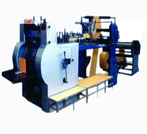 Paper Bag Making Machine - Paper Material, 8x3.5x1.8 Feet Dimensions, Custom Color | V Bottom Design, Easy to Use, Semi-Automatic, Electric Drive, 15 to 60 cm Bag Length, 1 Year Warranty