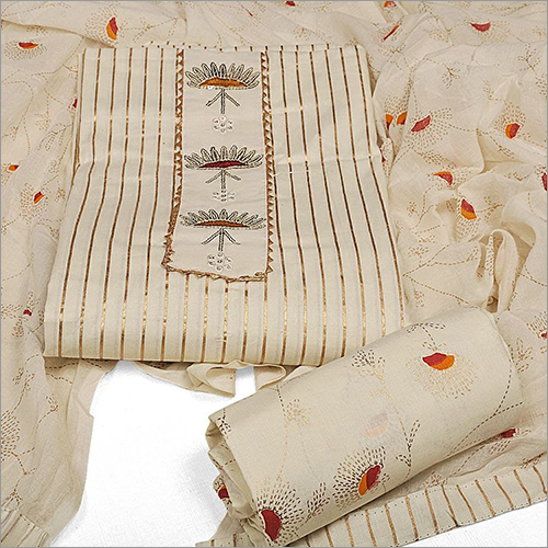 Ladies Unstitched Suit Material - Cotton, 400-500 Grams, Any Color | Lightweight, Quick Dry, Washable, Ideal For All Seasons, Elegant Printed Textures