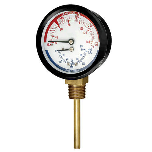 Temperature Gauge - Stainless Steel and Brass, 3-6 Inch Outer Size, 1/2 NPT Thread, Analogue or Digital Display for Industrial Use