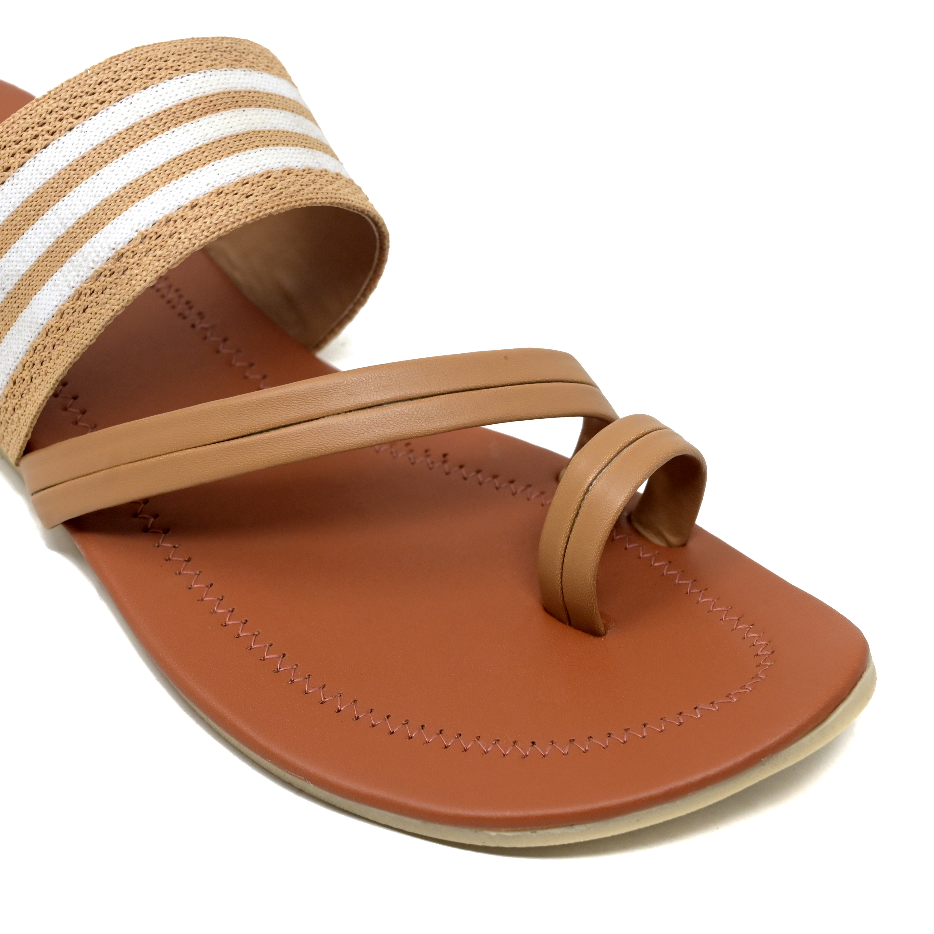 Brown Fabric Designer Slipper