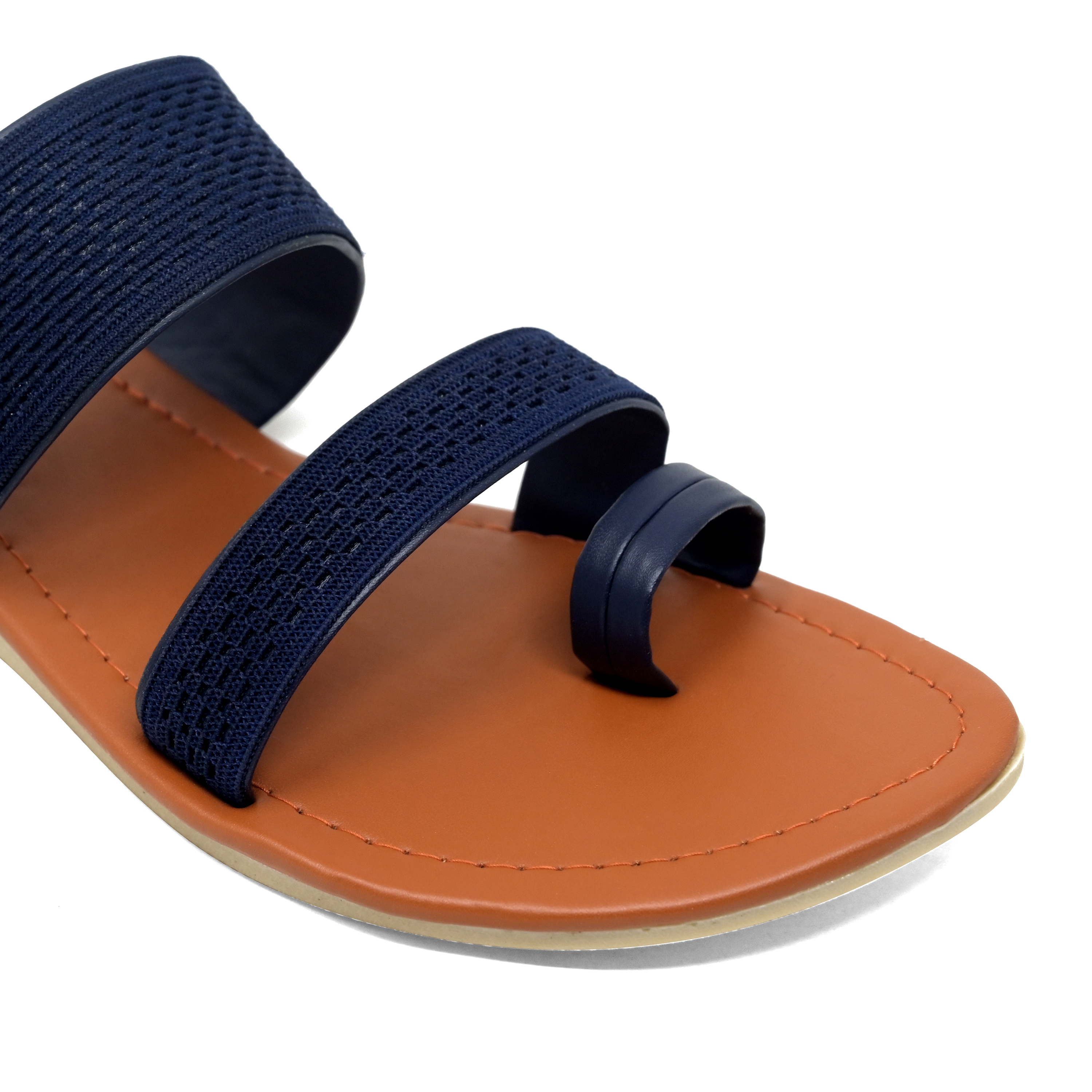 Navy Blue Pvc Sandals Flat Heel, Anti-slippery Design Soft