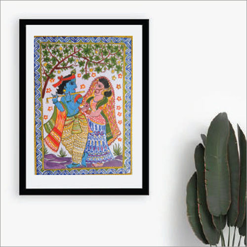 Black Radhe Krishna Madhubani Painting