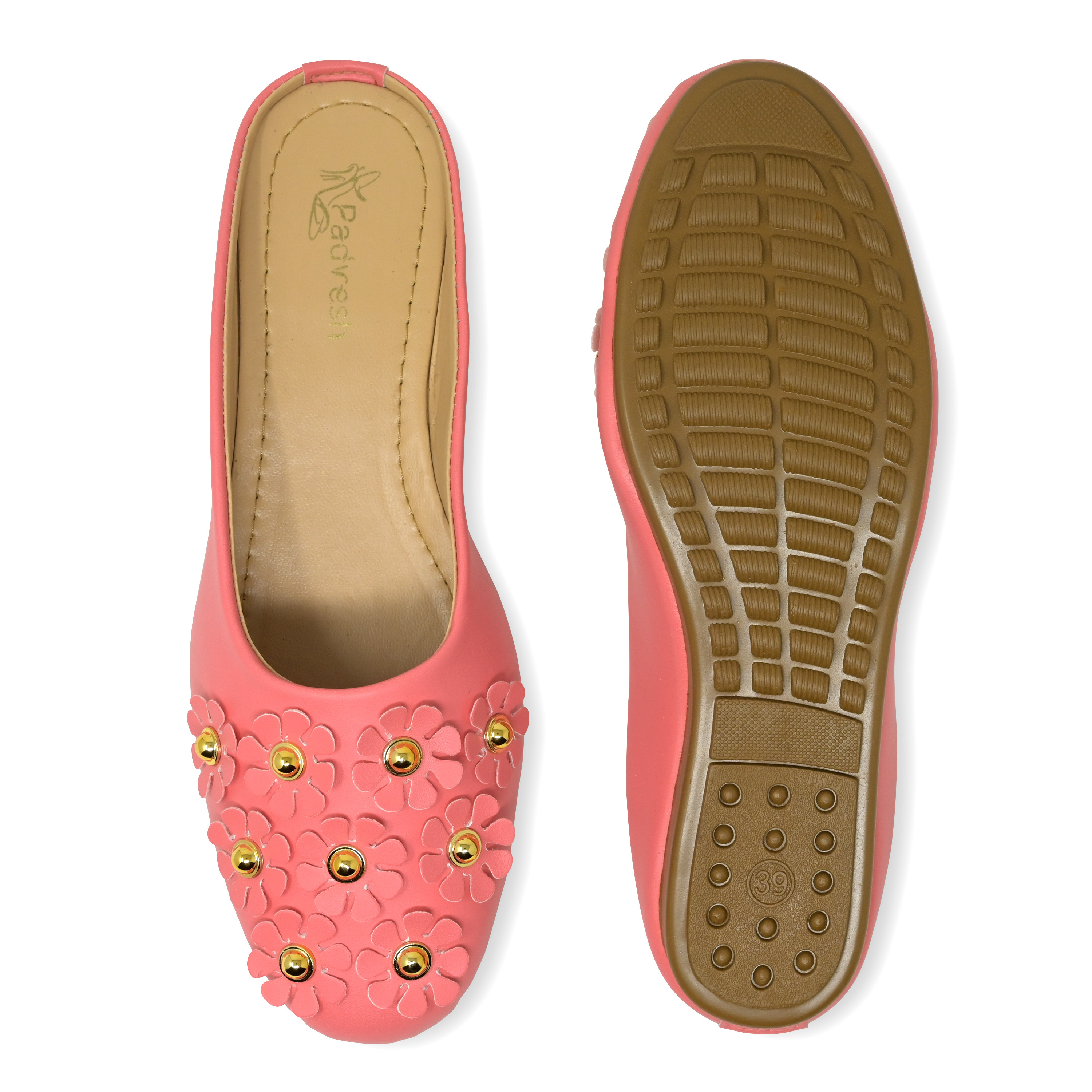 Ladies Flower Pink Color Sandal Heel Size: Flat