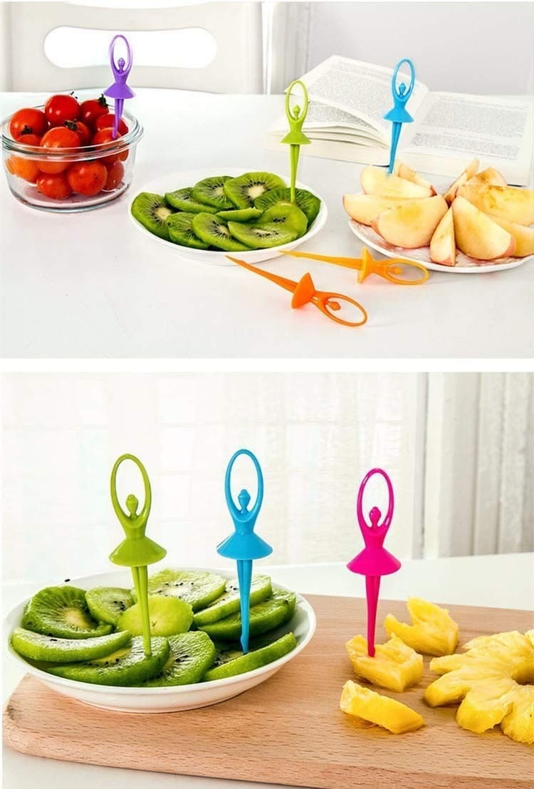 Dancing Doll Fruit Fork Set With Stand