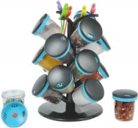 12 Pc Plastic Revolving Spice Rack Masala Box Set