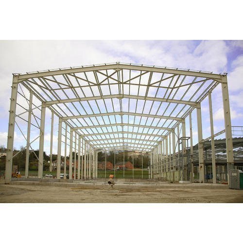 PEB Structure Shed - Steel Material, 10 Feet Height, Prefab Type | for Factory/Warehouse Use, Grey Color