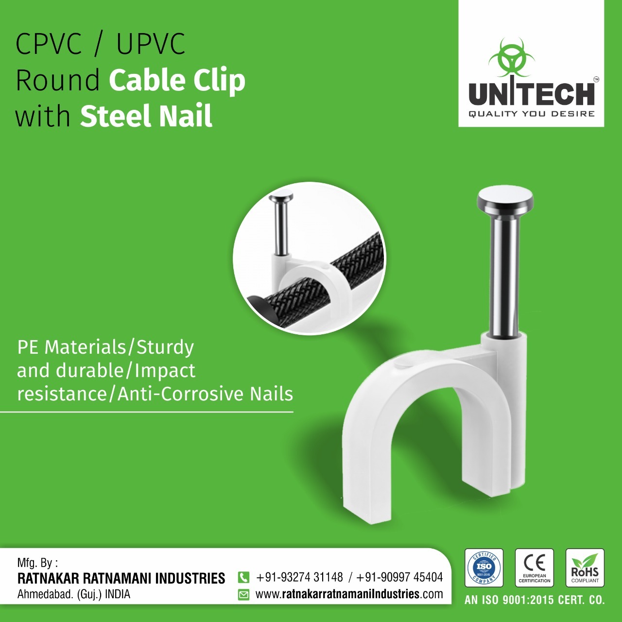 Clips 25 Mm - Plastic Material, 25 Mm Size | Circle Cable Clips With Chinese Nails, Available In All Sizes, Weight 550 Grams