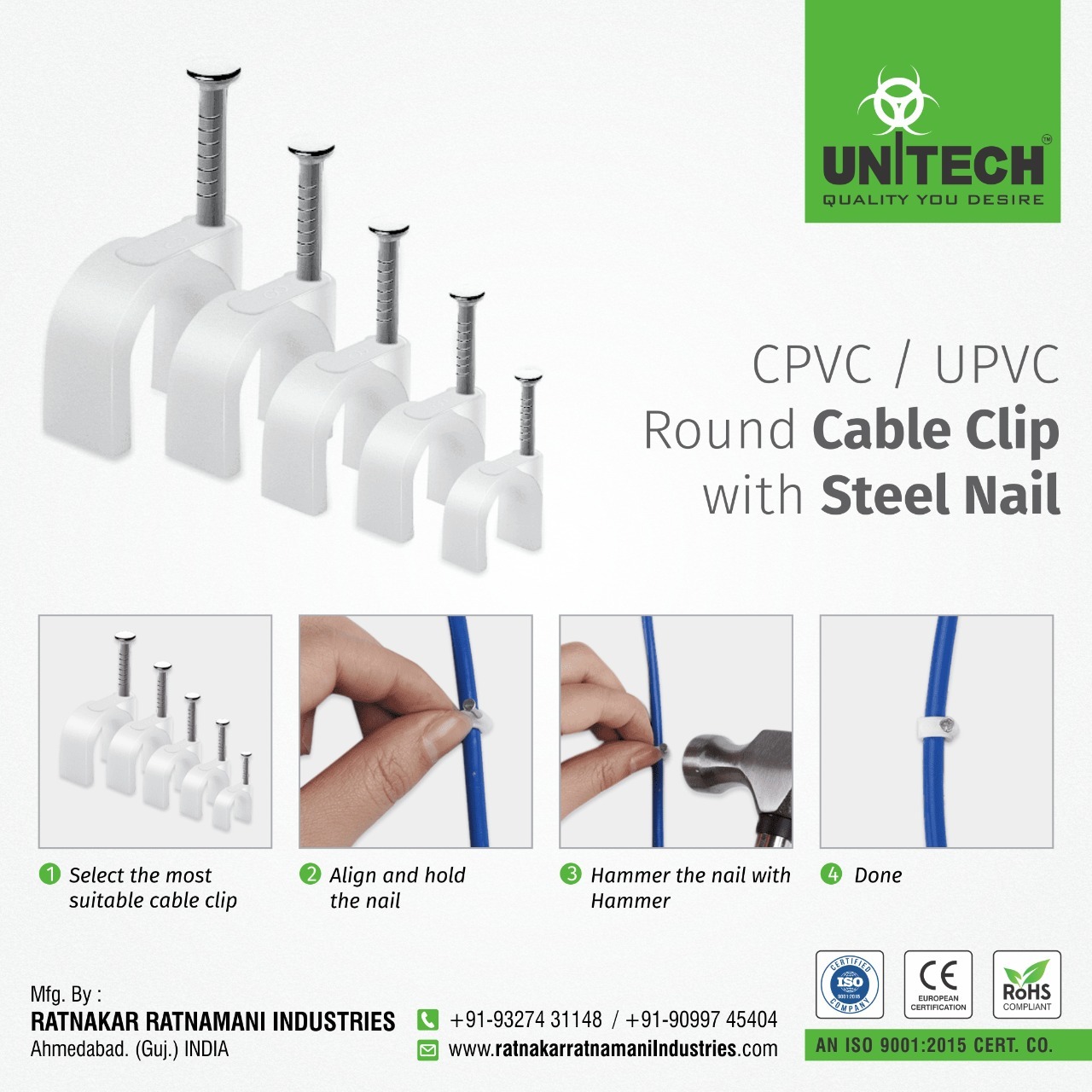 Clips 25 Mm - Plastic Material, 25 Mm Size | Circle Cable Clips With Chinese Nails, Available In All Sizes, Weight 550 Grams
