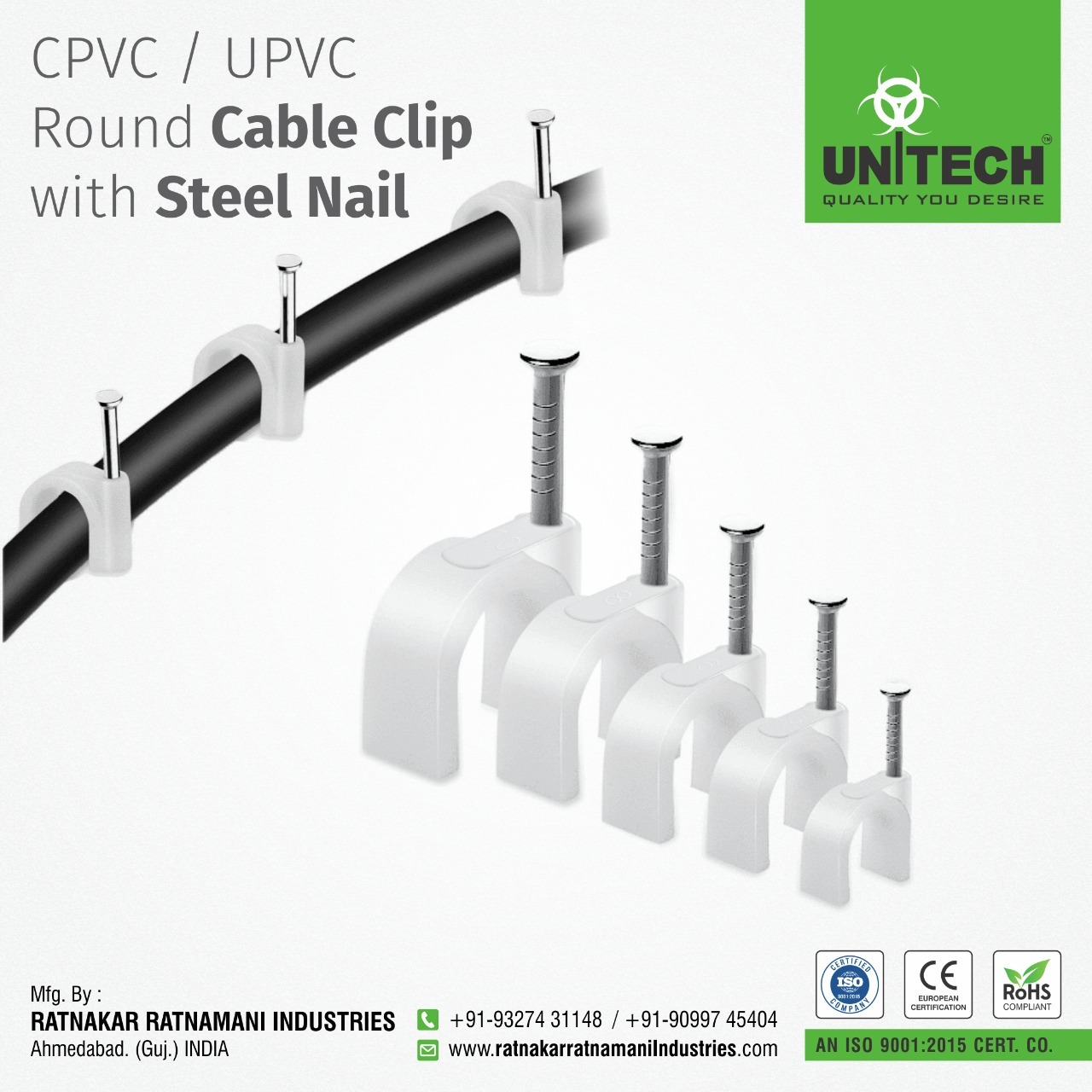 Circle Nail Cable Clip - Iron Material, 20mm Size | Online Payment Accepted