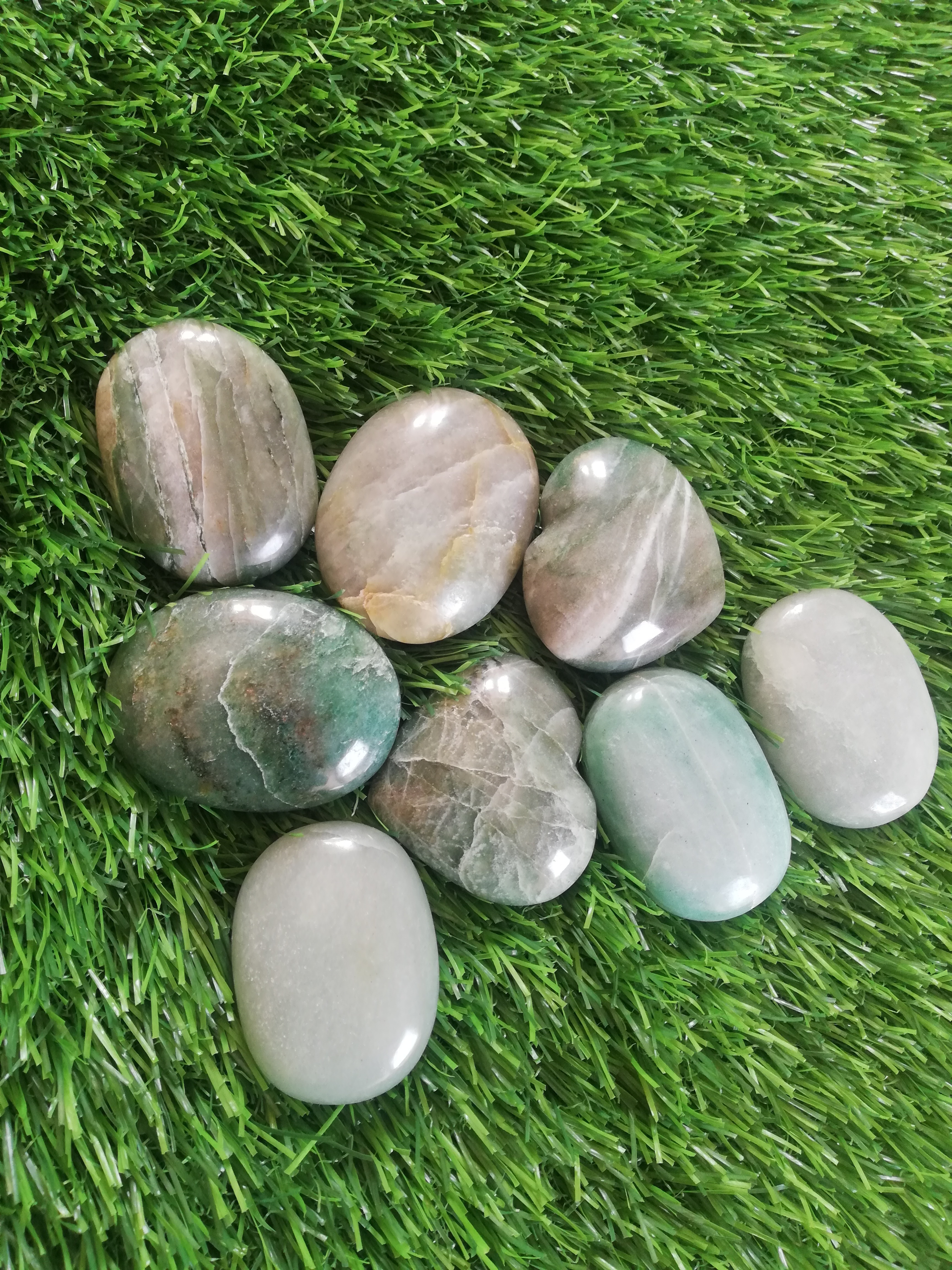 Massager Stone - Agate, 80mm Oval Cut, Natural Color, 200 Grams | Features Smooth Surface Polish, Unique Decorative Pattern, Relaxation Gift