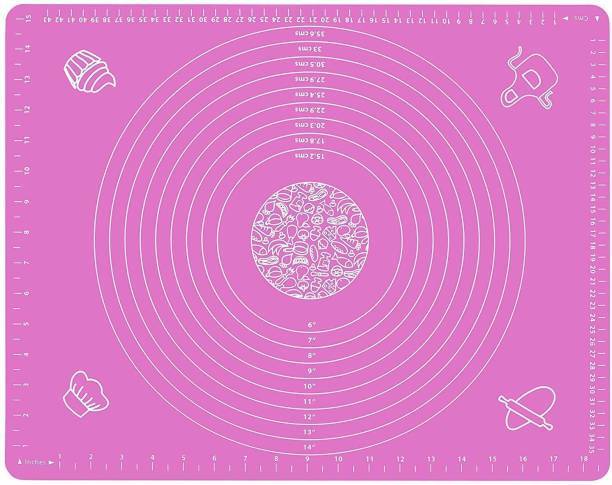 Silicon Mat With Measurement Large (16x24) - Assorted Color, Stretchable Silicone Baking Sheet For Kneading Roti, Chapati, And Cake Dough