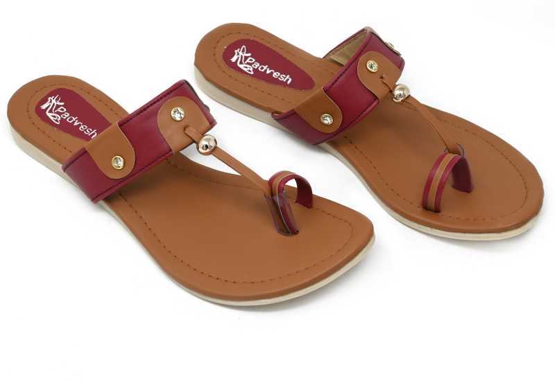 Maroon Ladies Flat Slippers