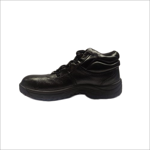 Black Leather Lace Up Safety Shoes