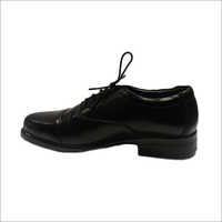 Black Leather Police Shoes Size 5, Low Ankle Design Washable