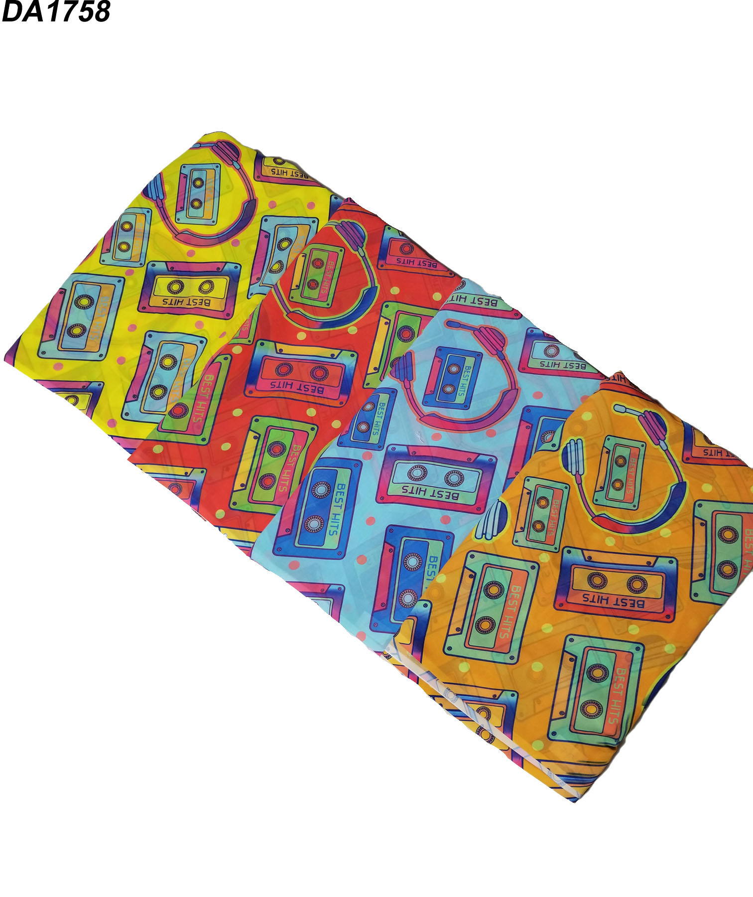Deearna Exports Musical Theme Mumbai Georgette Digital Print Unstitched Fabric - 44" Wide, 4 Color Options: Orange, Red, Skyblue, Yellow | Ideal For Dresses, Kurtas, Gowns, And Skirts