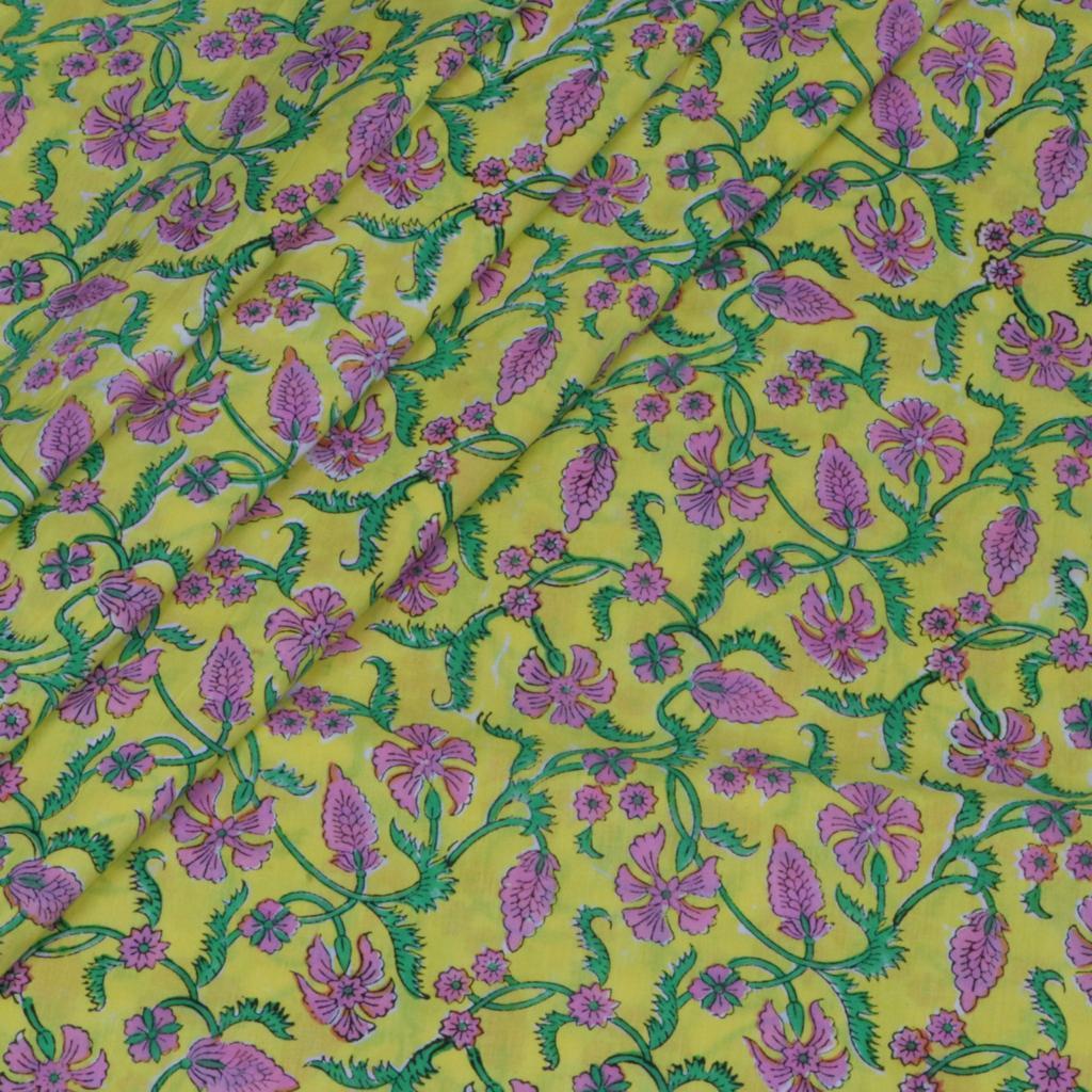 Beautiful Colorful Hand Block Print Fabric - Cotton, 44x98 | Exceptionally Soft, Washable, Printed Texture, Versatile For Dress Making And Crafting