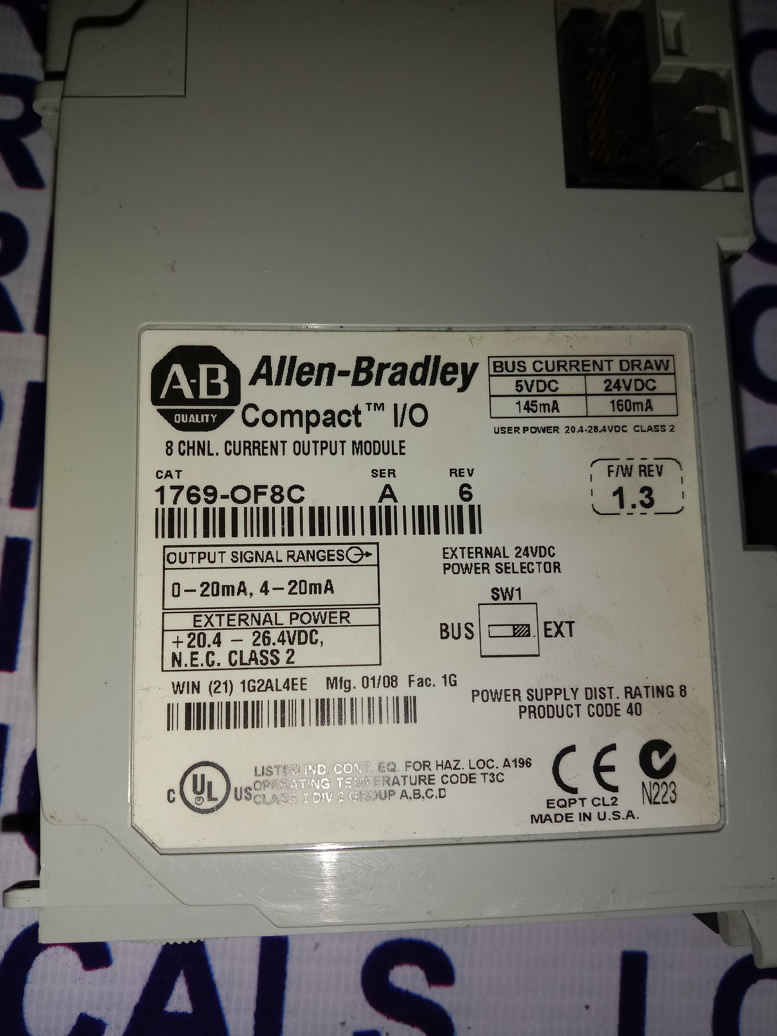 Allen Bradley Analog Output Module 1769-0f8c