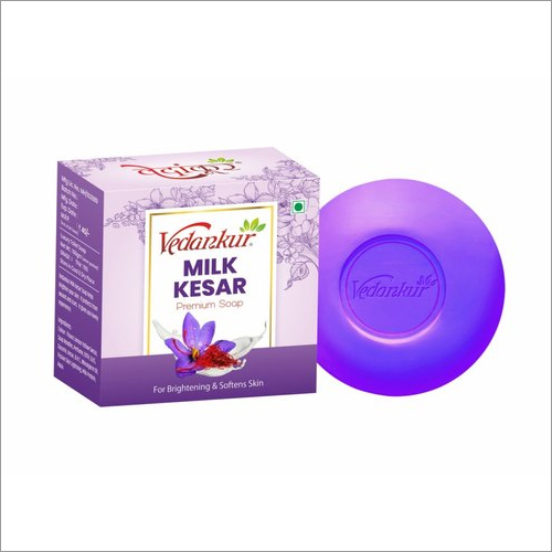 Milk Kesar Soap - 100 GM Bar, Natural Fragrance, Glycerin, Coconut Oil & Milk Protein for Brightening & Softening Skin