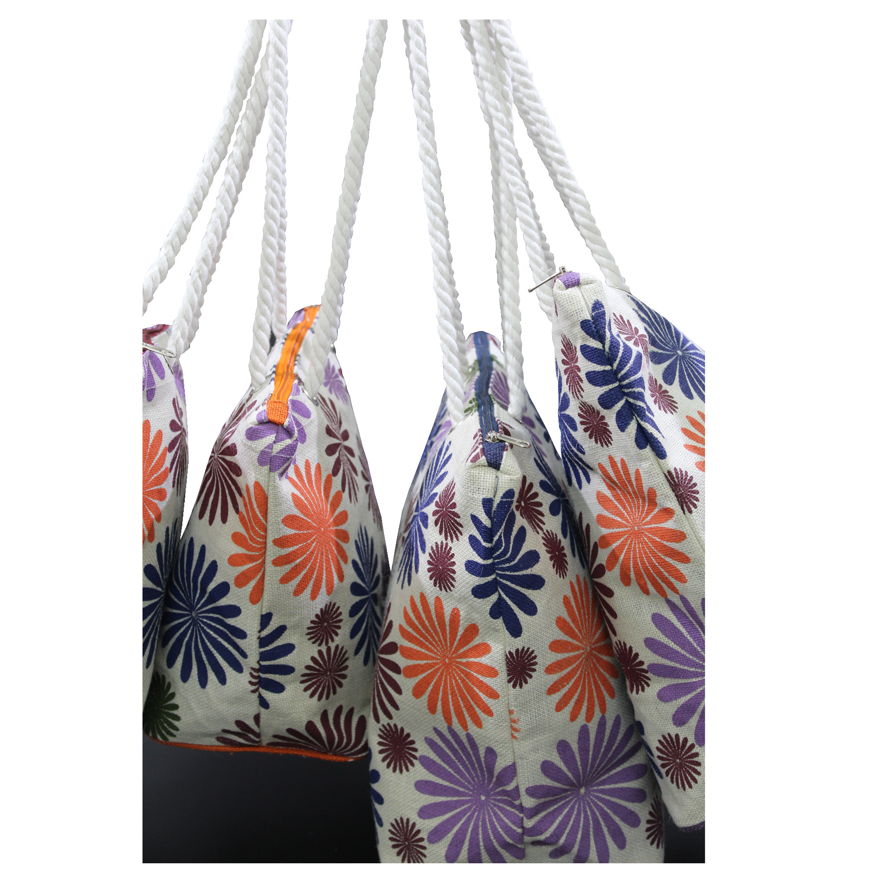 Customized Laminated Jute Beach Bag With Twisted Rope Handle