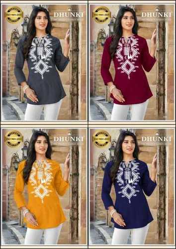 Dhunki Casual Dress - Heavy Rayon & Rayon Slub, Limited Edition with Premium Embroidery | Available in M(36) & XL(40), 4/5 Sleeves, Length 28-29
