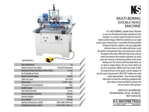 Vertical Double Head Multi Boring Machine