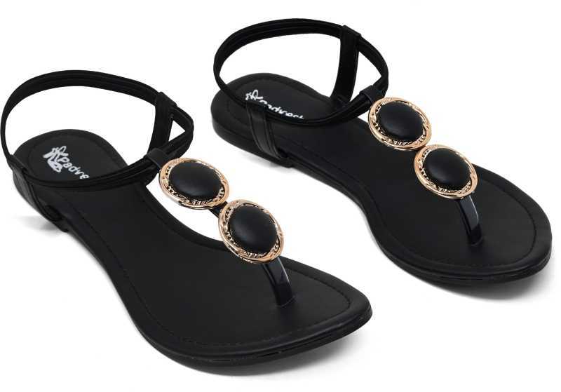 Girl Sandals - Synthetic Material, Flat Heel, Black | Easy Wipe, Soft Touch, Anti-slip, Perfect For Casual, Regular, & Party Occasions