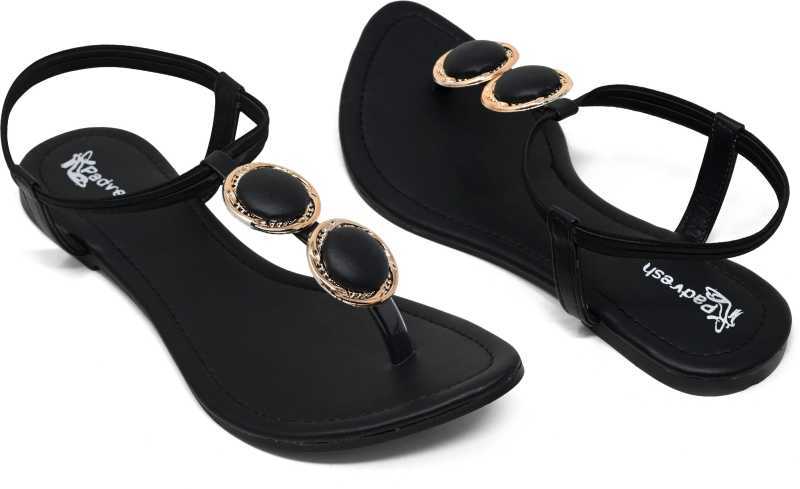 Girl Sandals - Synthetic Material, Flat Heel, Black | Easy Wipe, Soft Touch, Anti-slip, Perfect For Casual, Regular, & Party Occasions