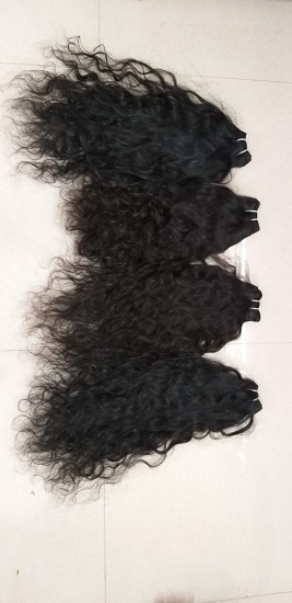 Natural Colour Black And Brown Curly Hair Machine Weft