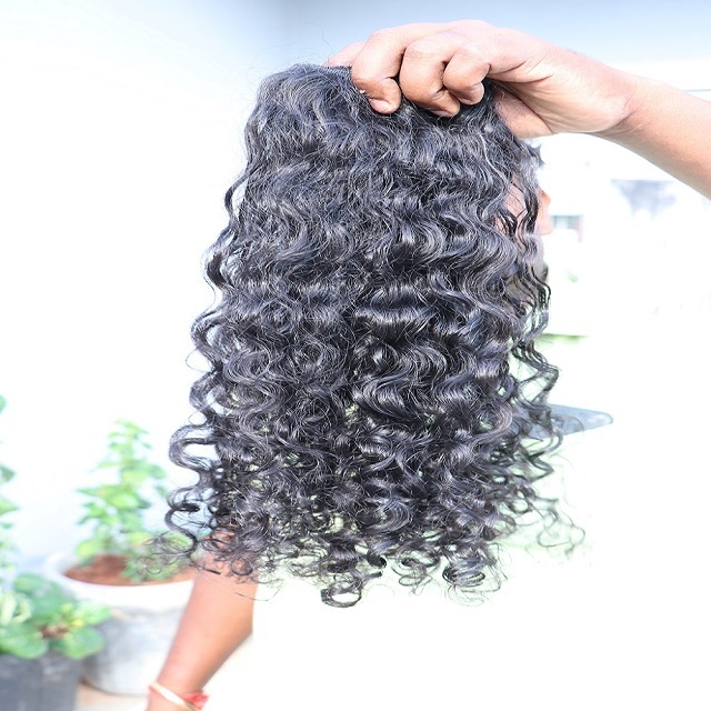 Natural Colour Black And Brown Machine Weft Deep Curly